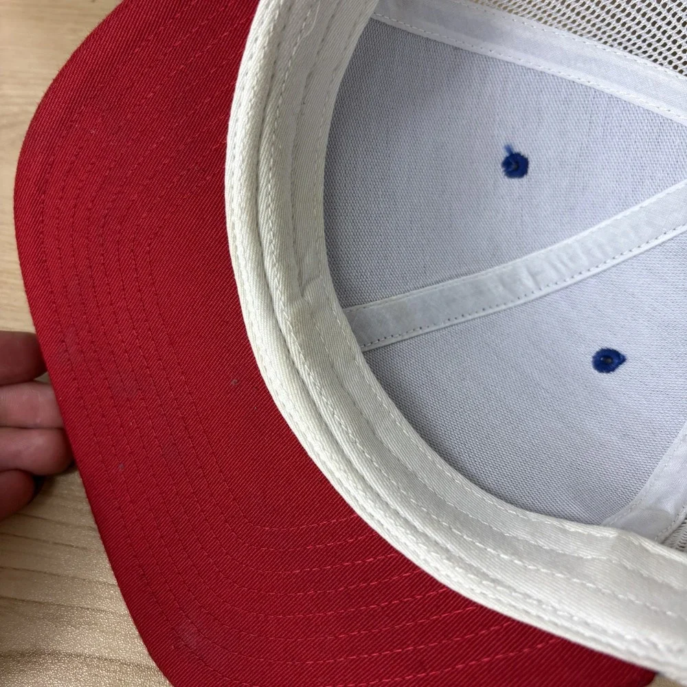 Garage Gym Barbell Hat Cap Snap Back Blue Red White Trucker Mesh Mens Fitness